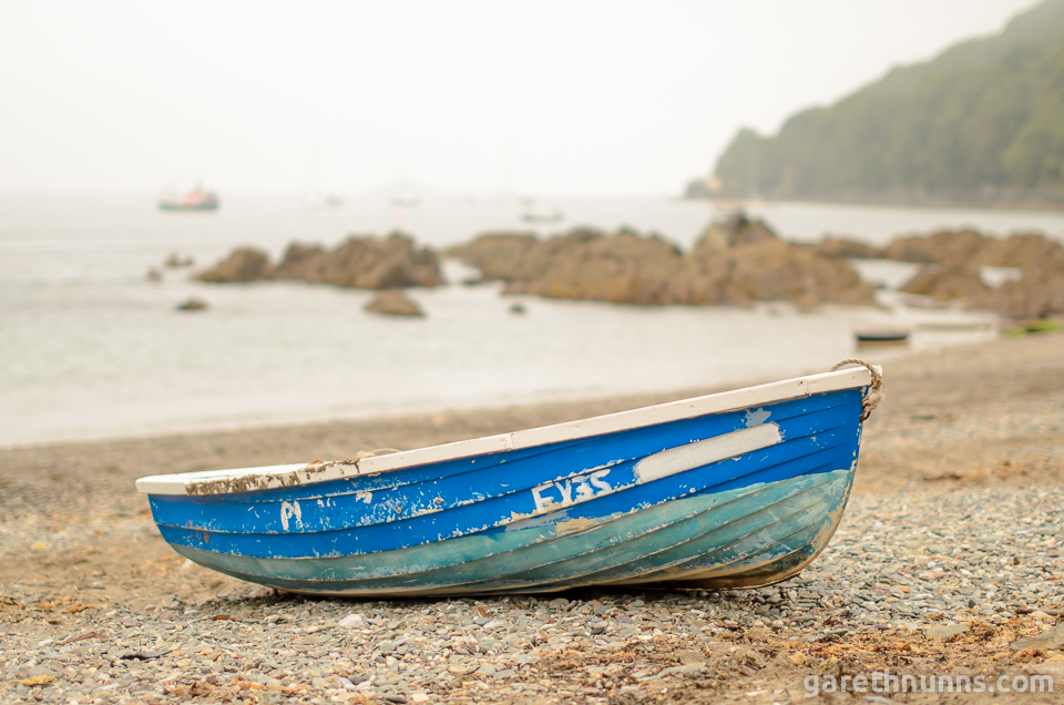 Dinghy boat on the beach in Cornwall