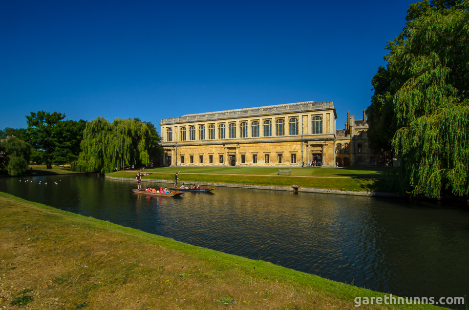 The Wren Library with punts in Trinity College Cambridge