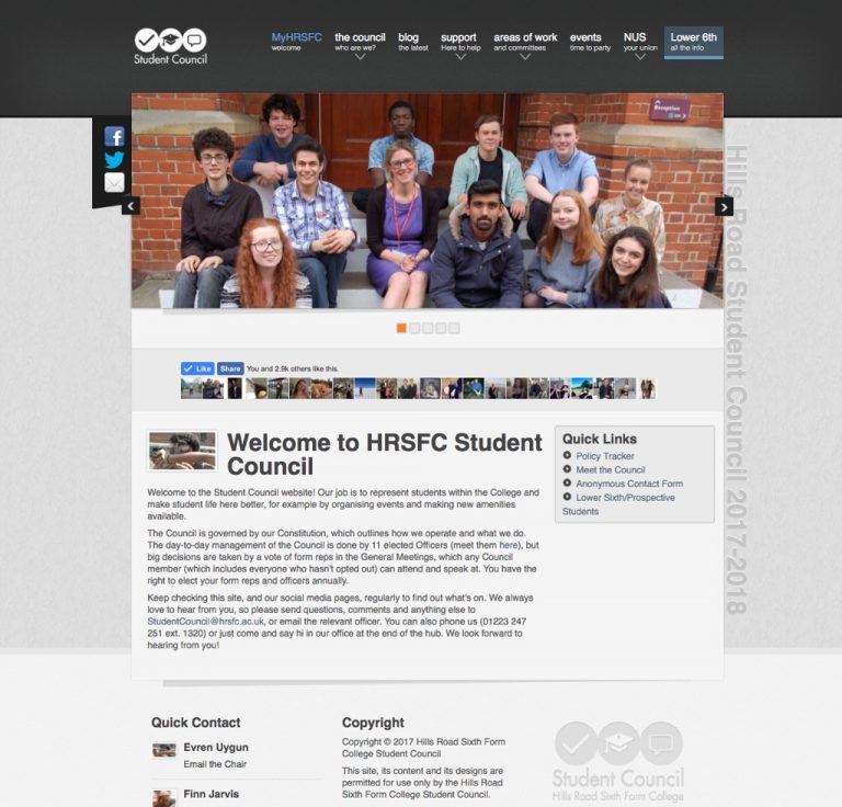 Hills Road Sixth Form College Student Council website - MyHRSFC